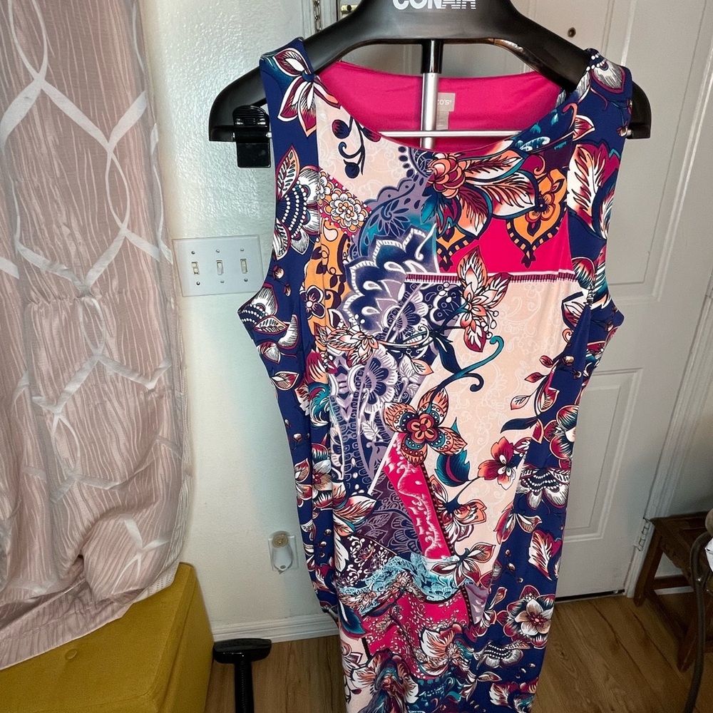 Chicos Womans stretchy Paisley Dress Sz:3
